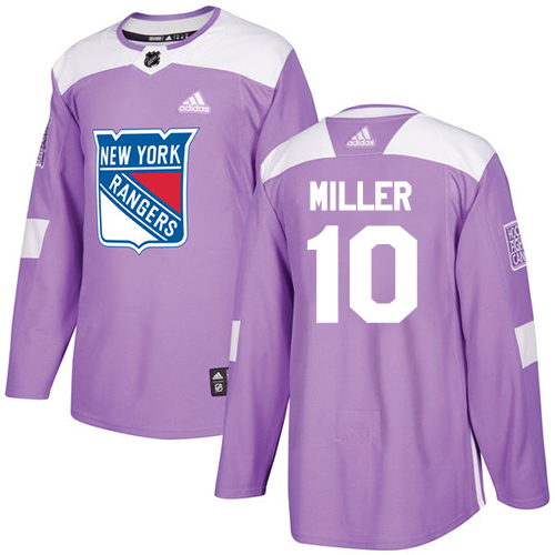 Adidas Rangers #10 J.T. Miller Purple Authentic Fights Cancer Stitched NHL Jersey